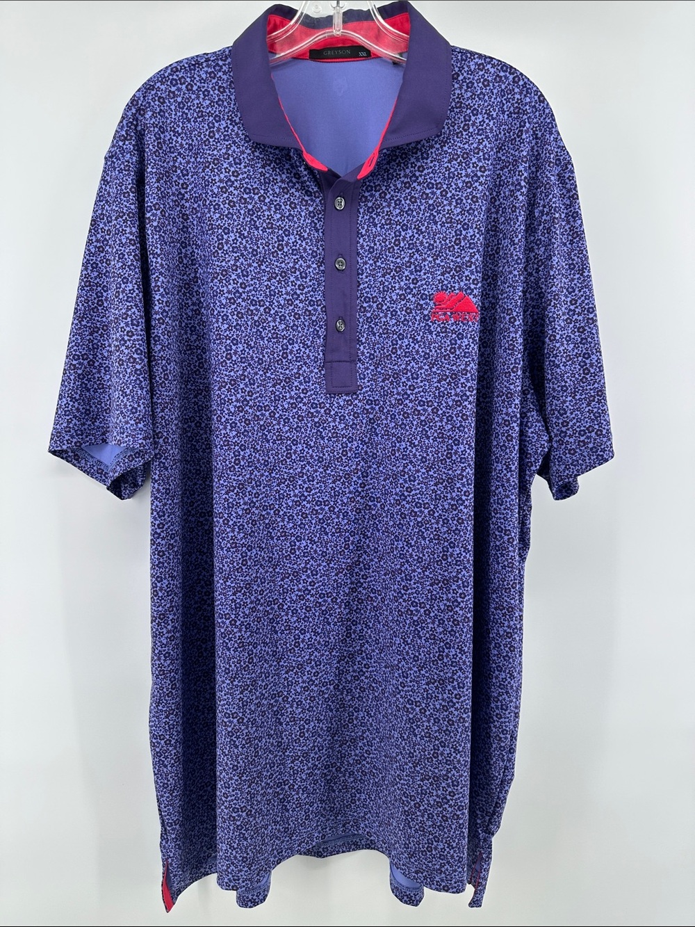 Greyson Purple Micro-Pattern Floral Polo Pink PGA West Logo Men’s 2XL